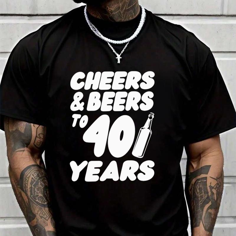 Summer Cheers & Beers To 40 Years T-Shirt Men Women Loose Quick Drying Short Sleeved Sports TSh