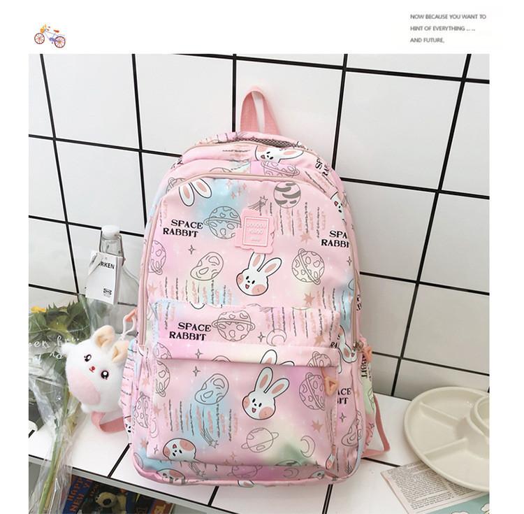 2023 New Cartoon Printed Backpack For Girls Korean Version Cute And Lightweight Nylon Material Breathable And Durable School Shoulder Bag