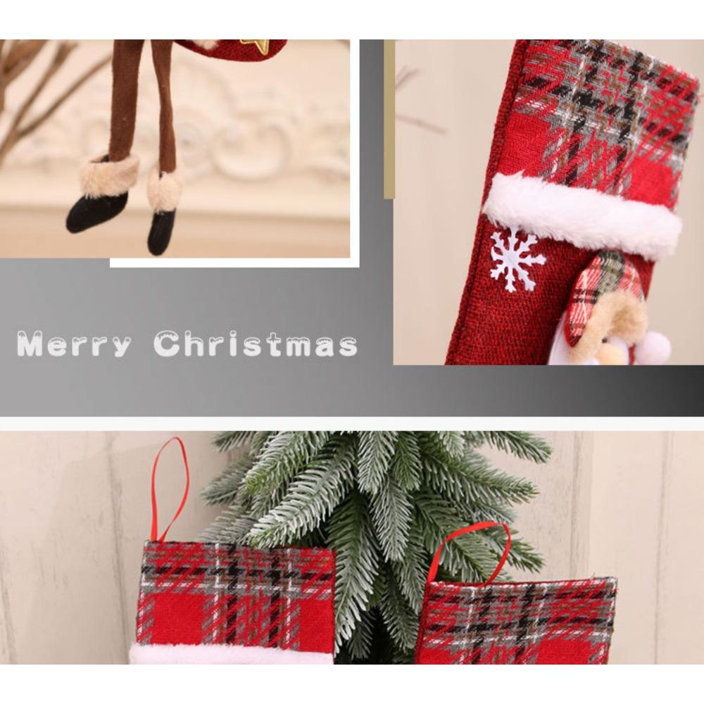 New Decorations Long Legs Christmas Socks Pendant Doll 3D Linen Socks Christmas Gift Bag