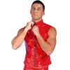 Mens Fashion Zipper Sleeveless Jacket Wet Look Patent Leather Stand Collar Vest Tops Clubwear