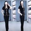 Simple and Fashionable Chinese-style Suit with Summer Slim-fit Patch-embroidered Short-sleeved Pants
