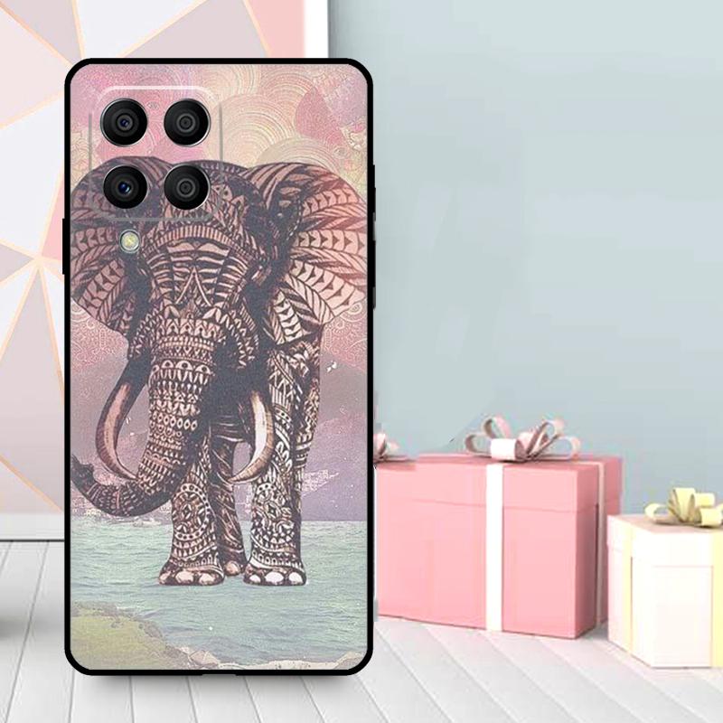 Elefant Blumig Tribal Hülle Für Samsung Galaxy M35 M56 M12 M06 M32 M52 M55 M15 M11 M13 M14 M16 M36 M31 M53 M34 M54