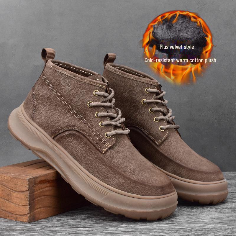 

Мужские ботинки Martin из натуральной кожи средней высоты в стиле ретро — мягкая подошва, бархат, повседневный универсальный вариант для осени и зимы. 41