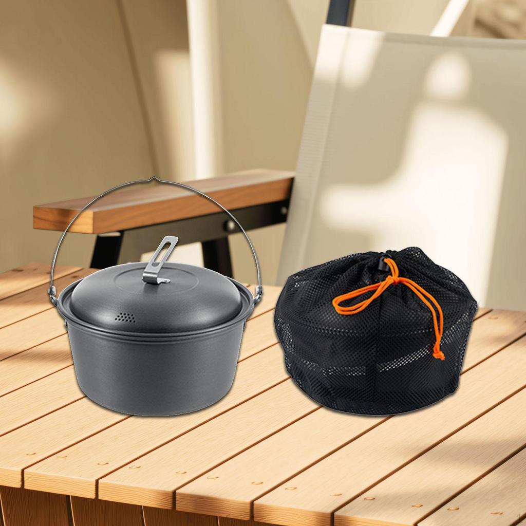 Camping Pot Cooking Portable Steamer Boiling Soup Outdoor Cookware for Kitchen