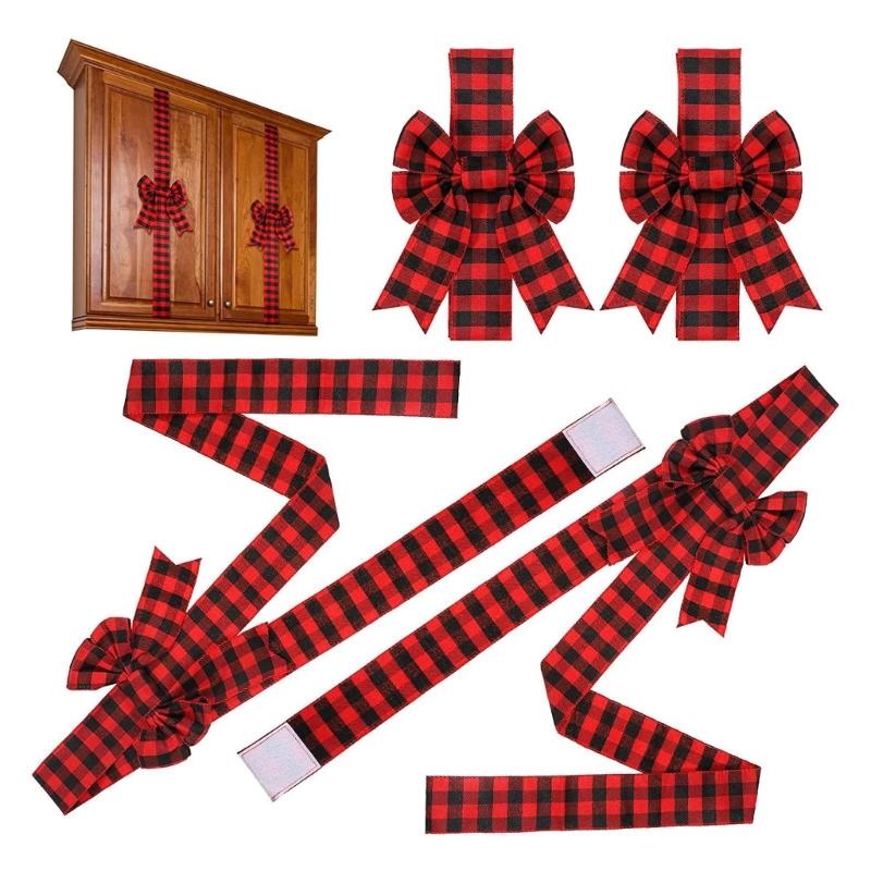 Versatile Festival Bowknot Decoration For Hanging On Doors Wall And Cabinets Polyester Christmas Accent