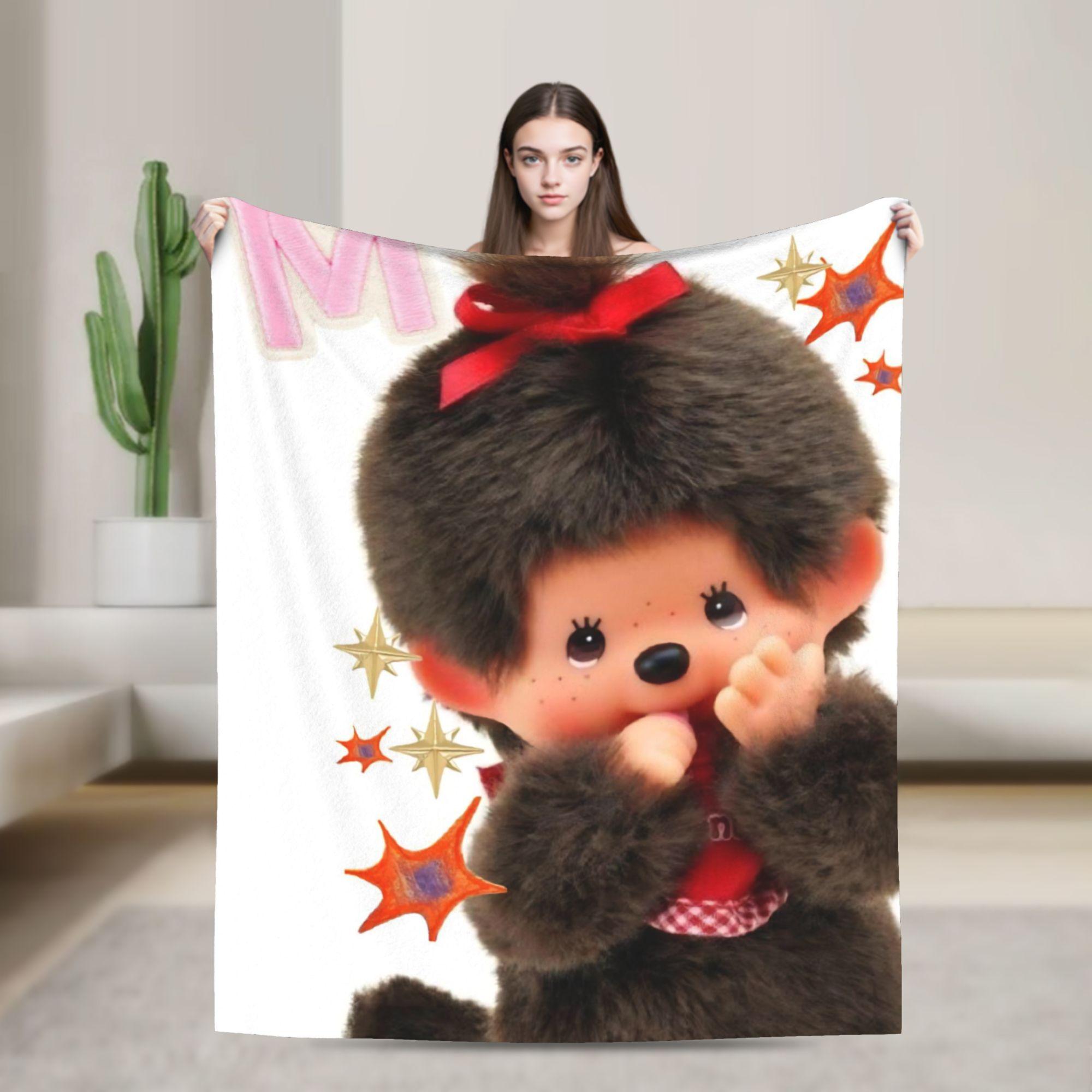 

M-Monchhichis Cartoon Flannel Blankets Soft Durable Throw Blanket for Bedroom Decorative Novelty Bedspread Sofa Bed Cover 40x50in