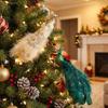 Glitter Clip On Peacock Tree Decor Long Tail Glimmering Feathered Faux Peacock Tree Hanging Built-In Clip Soft Fluffy