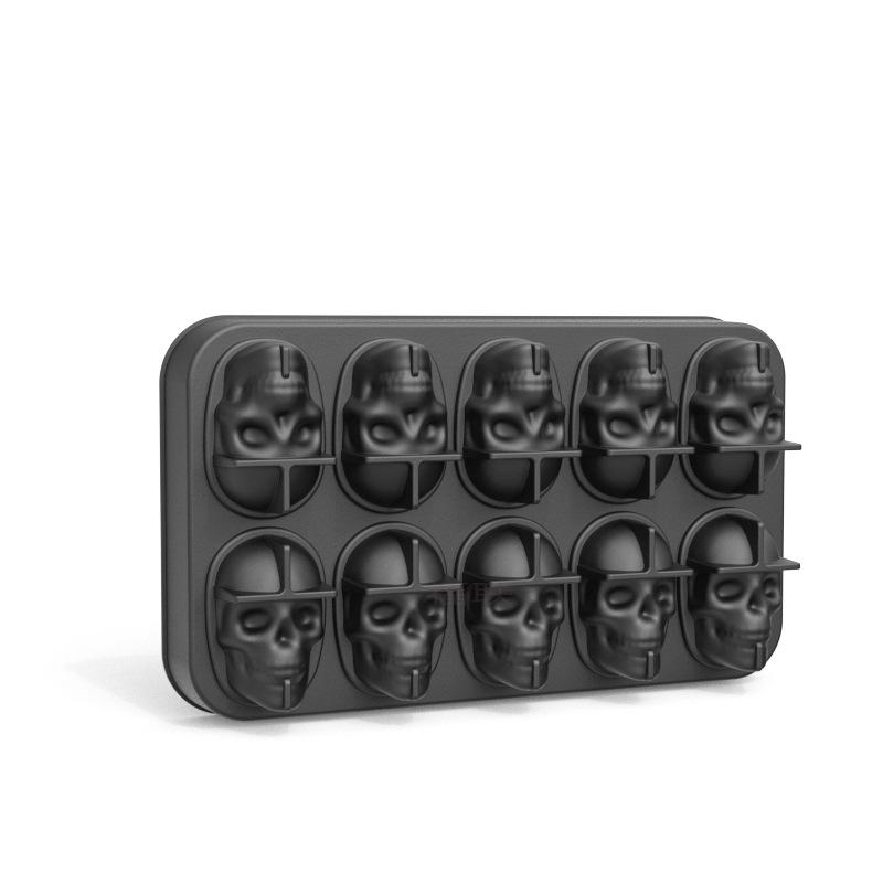 10 Cavity 3D Skull Silicone Mold Ice Cube Tray For Baking Chocolate Ice Cube Maker Whiskey Wine Cocktail Ice Mold Halloween Gift