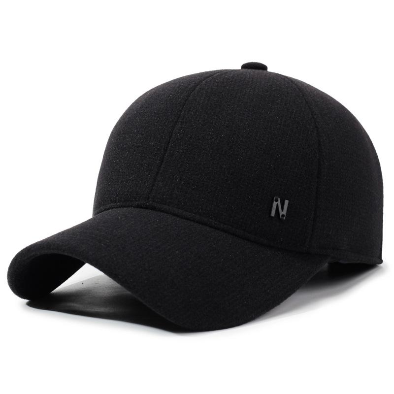 

Men s Hat Autumn Winter Middle-Aged and Elderly Thick Ear Protection Warm Cap Outdoor Cold-Proof Dad Cotton Baseball Cap чорний