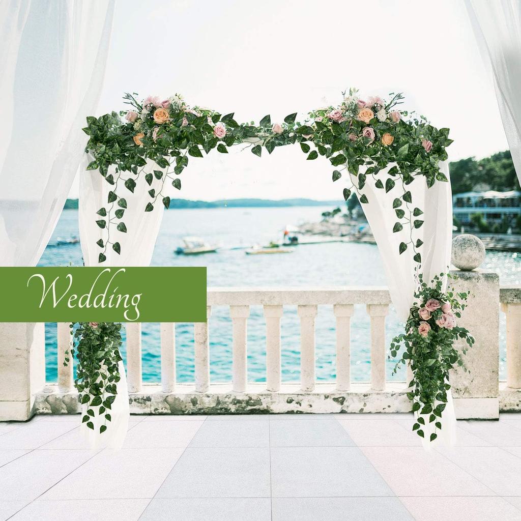 Yatim 78-Ft 12 Pack Silk Artificial Ivy Vines Leaf Garland Plants Hanging Wedding Garland Fake Foliage Flowers Home Kitchen Garden Office Wedding