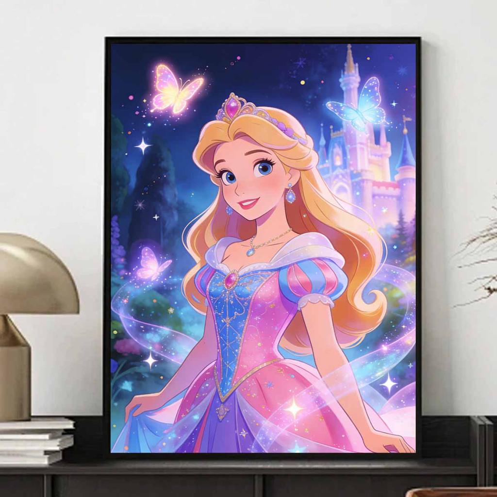 Disney Themed Diamond Painting Kit Princess Castle Magical Butterflies Handmade Diy Beginners Craft Lovers Home Decoration