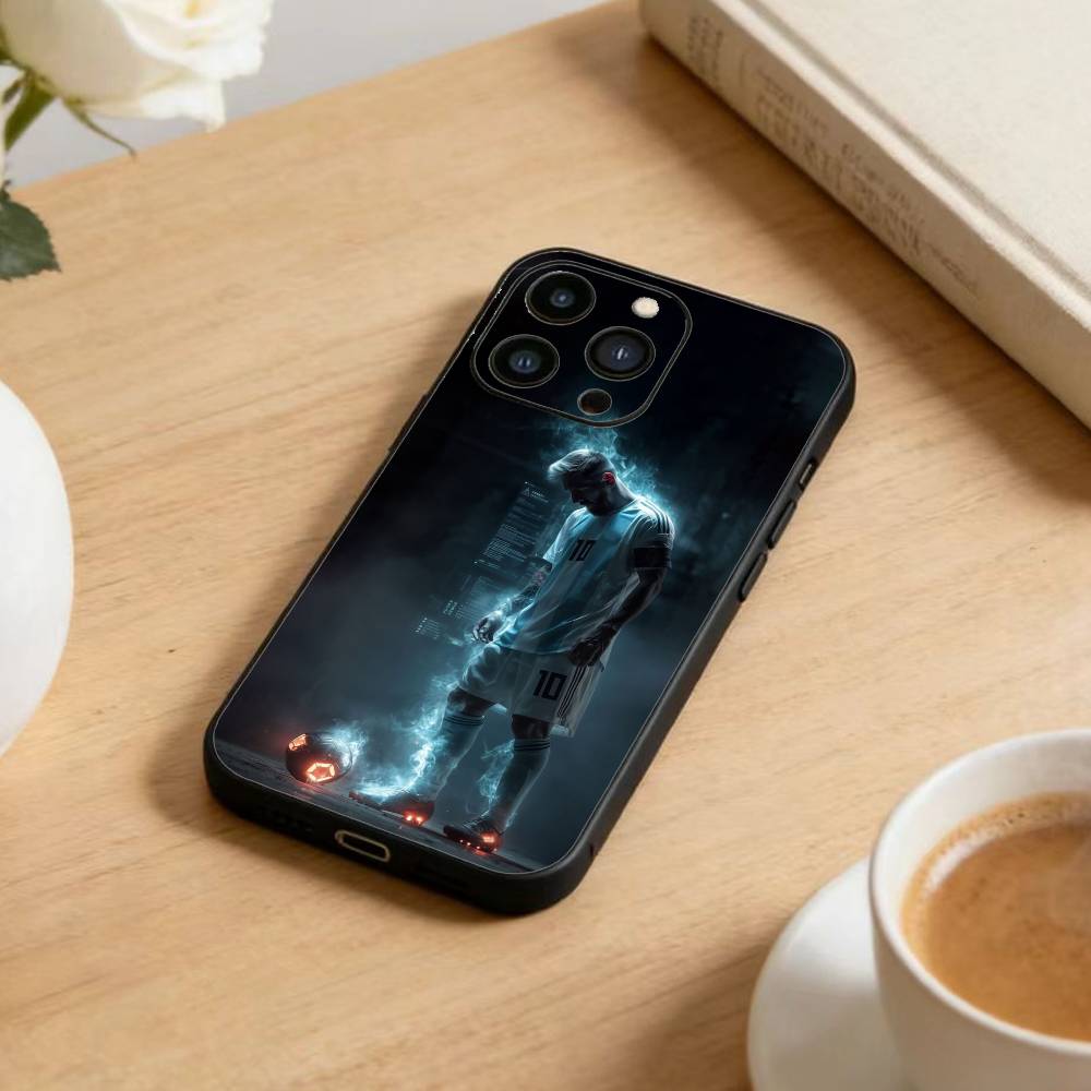 Football Star Messi Phone Case For iPhone 17 16 15 14 13 12 Max Plus Silicone Black Cover
