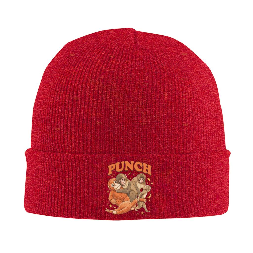 Kawaii Punch Baby Monkey And His Stuffed Monkey Knitted Caps Womens Unisexs Beanie Winter Hat Acrylic Warm Cap