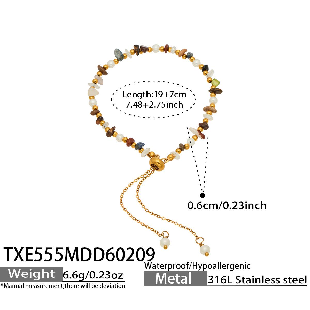 

European Light Luxury Natural Stone & Pearl Necklace Bracelet Set with Stainless Steel Chain