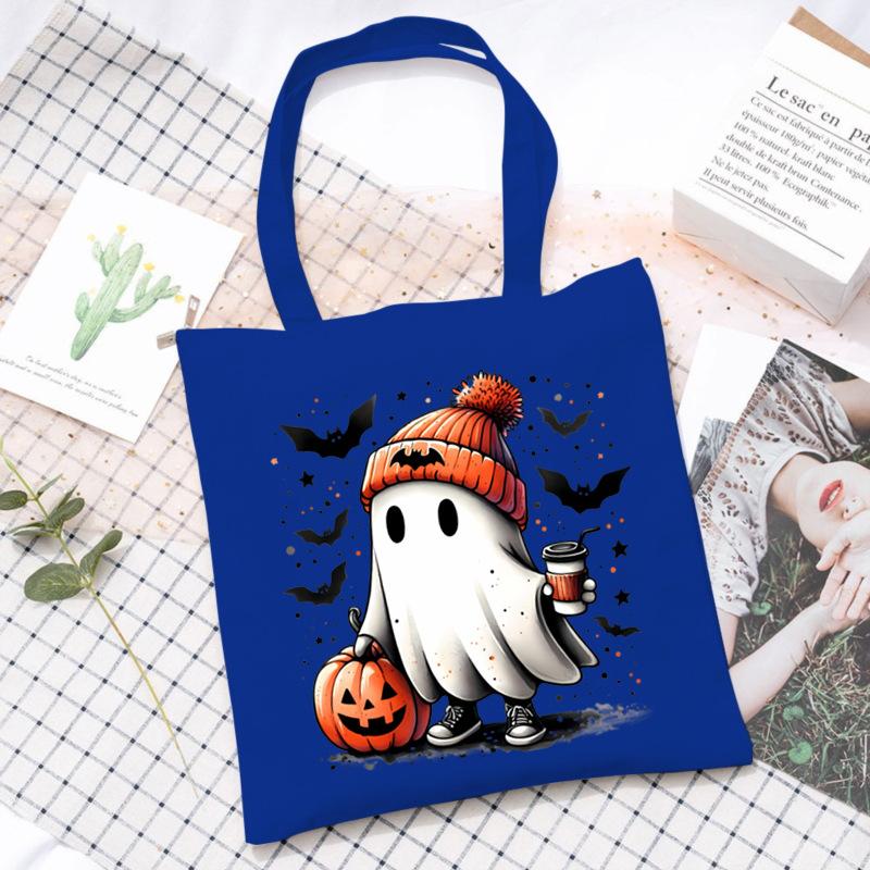 Halloween Printed Shoulder Bag Female Large Capacity Student Canvas Bag Tutoring Shopping Bag