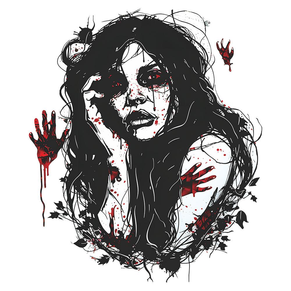 Fun-m186 Halloween Horror Woman Blood Handprint Bathroom Bathroom Atmosphere Decorative Toilet Sticker