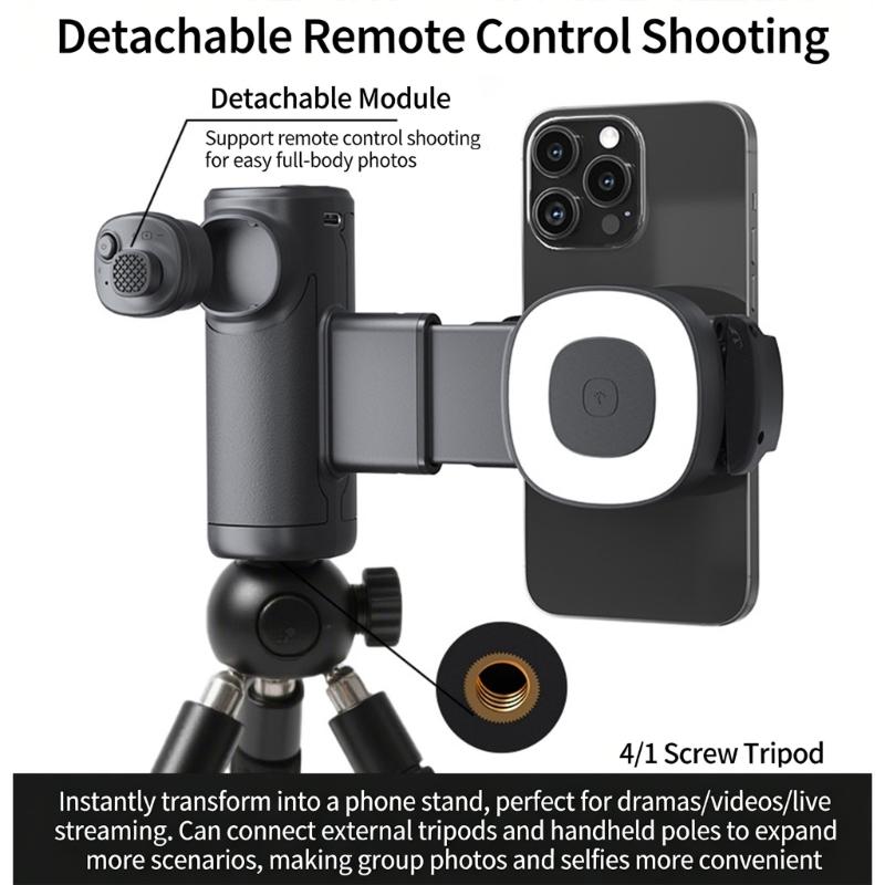 Wireless Shoot Photo Stick Stand Picture Helper With Rotatable Phone Holder And Rechargeable LED Light For Simple Use