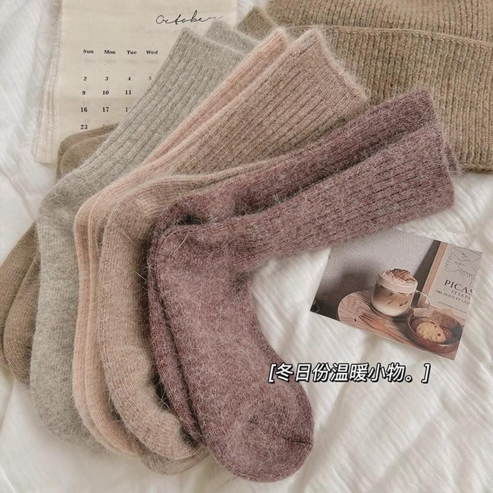 Thick Mid-tube Socks Plus Velvet Home Sleep Floor Socks New Hosiery  Autumn Winter