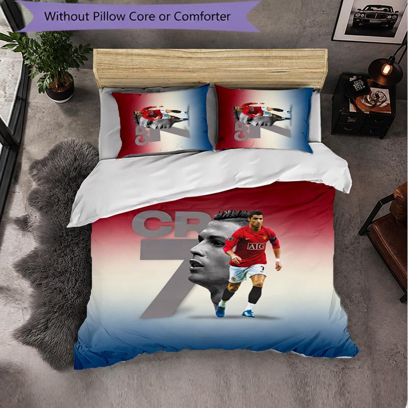 Set Lenzuola 3 Pezzi con Fantasia Cristiano Ronaldo Morbida Microfibra Copripiumino con Federe per Camera da Letto