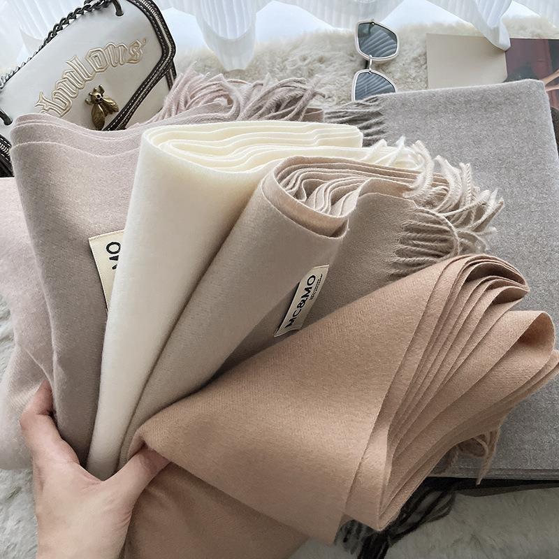 Solid color imitation cashmere scarf women's winter men's couple shawl dual-purpose warm long thickened