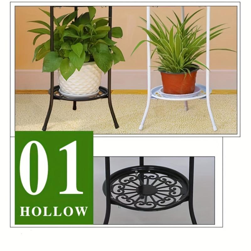 1 Pack 2-Tiered Tall Plant Stand Metal Plant ShelfSupports Rack For Indoor Outdoor Home Decoration