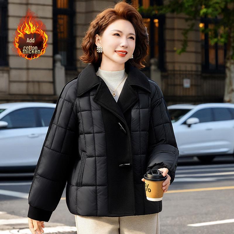 

Легкая хлопковая куртка большого размера Fat Mama для женщин среднего и пожилого возраста - Модная осенне-зимняя верхняя одежда 7XL чёрный