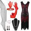 Hot Sale Vintage Sequins Tassel Dress Prom Evening Dress Accessories Set