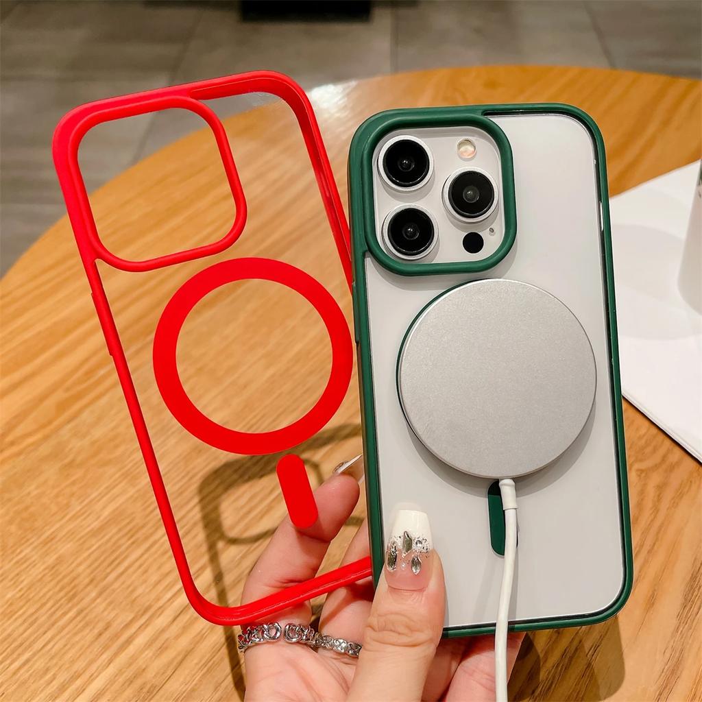 Luxury Shockproof For Magsafe Wireless Charge Case for iPhone 16 15 14 Plus 13 12 Mini 11 Pro XR XS Clear Magnetic Bumper Cover