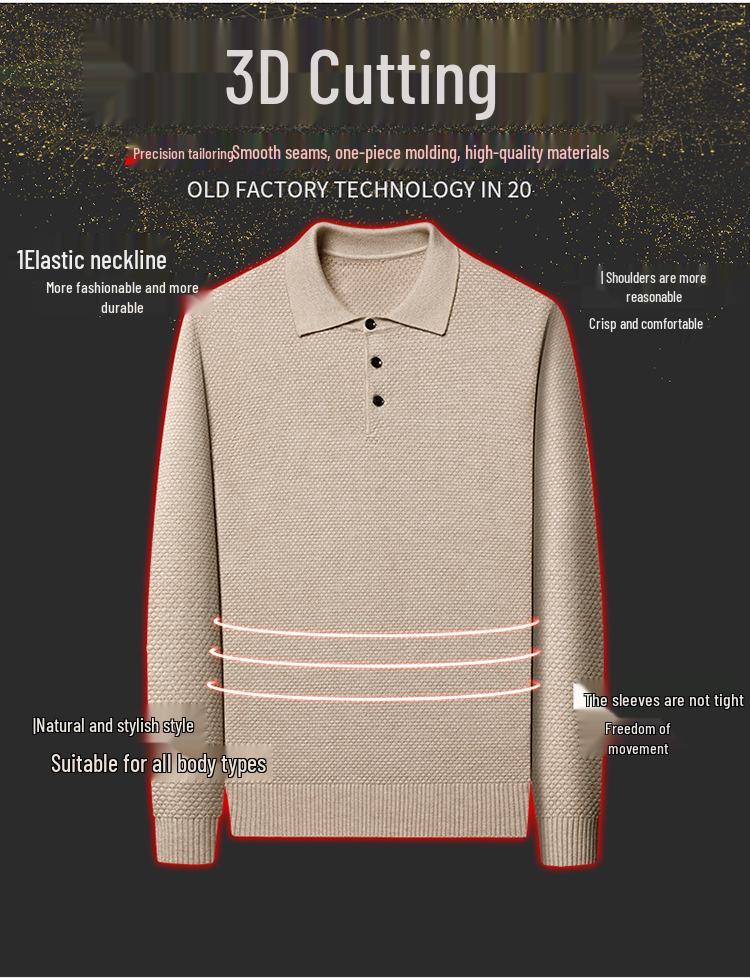 Men's 2025 Autumn Pineapple Knit Polo Sweater - Business Casual Versatile Lapel Base Layer