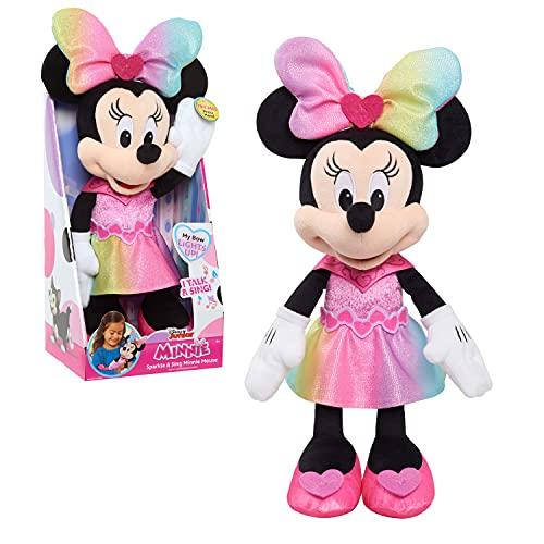 MINNIE Just Play Disney Junior Minnie Mouse Sparkle and Singing Minnie Mouse 13-inch Light and Sound Plush Toy