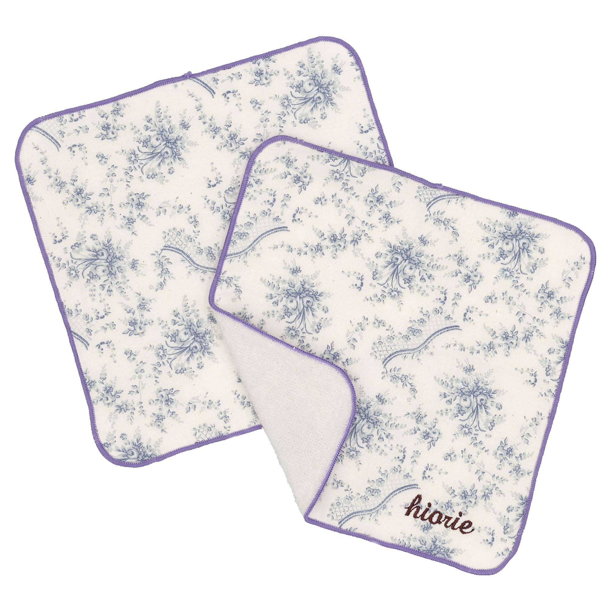 

hiorie Floral Gauze Handkerchief Made in Set of Gray Rose Towels, Japan, Thin, Quick-Drying, 2,