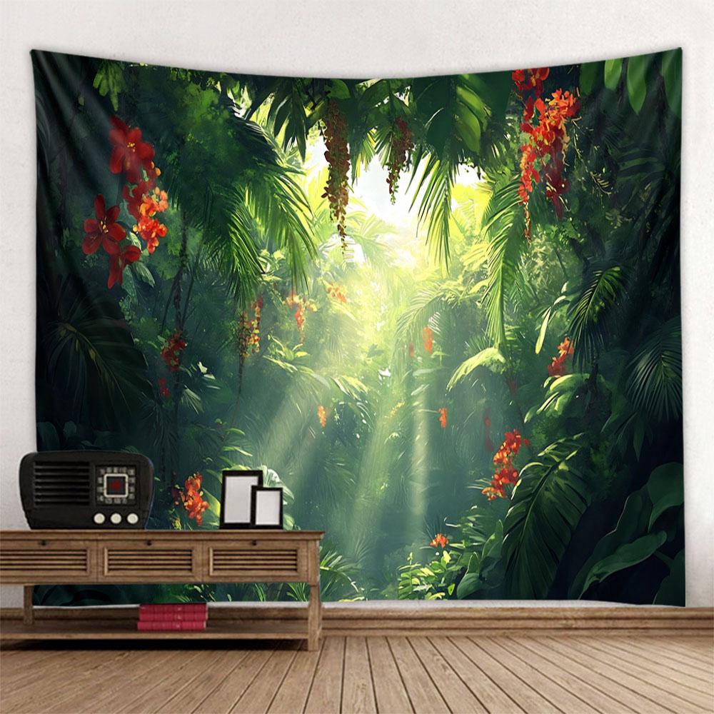 Bohemian Style Tapestry, Tropical Plant Art Wall Hanging, Psychedelic Home Background Decoration, Available In Various Sizes