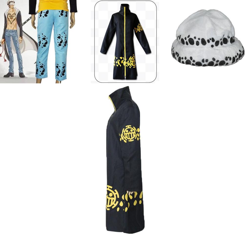 Hochwertiges One Piece Trafalgar Law Anime-Kostüm mit atmungsaktivem Umhang und Hose
