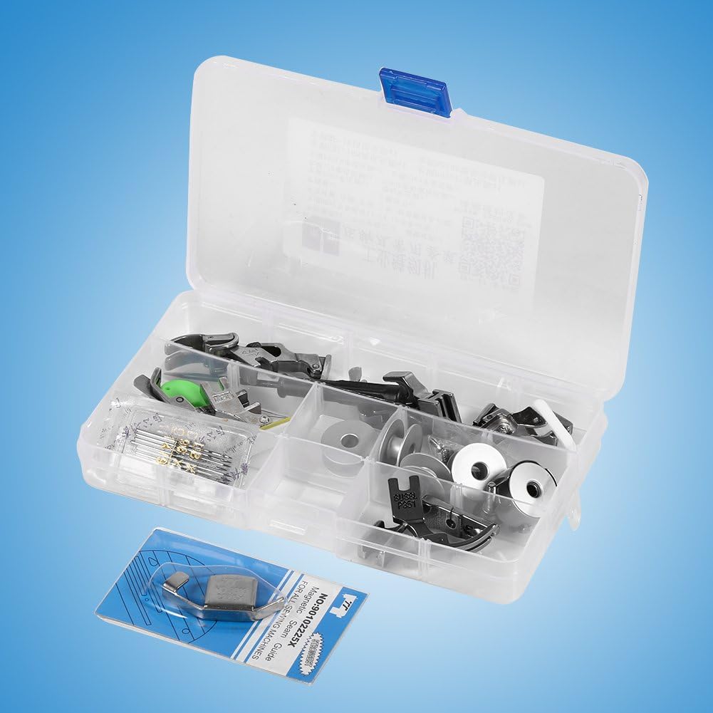 Universal 17 Piece Sewing Machine Presser Walking Feet Kit Industrial Flat Sewing Machine Parts Presser Pressure Foot Accessories with Case