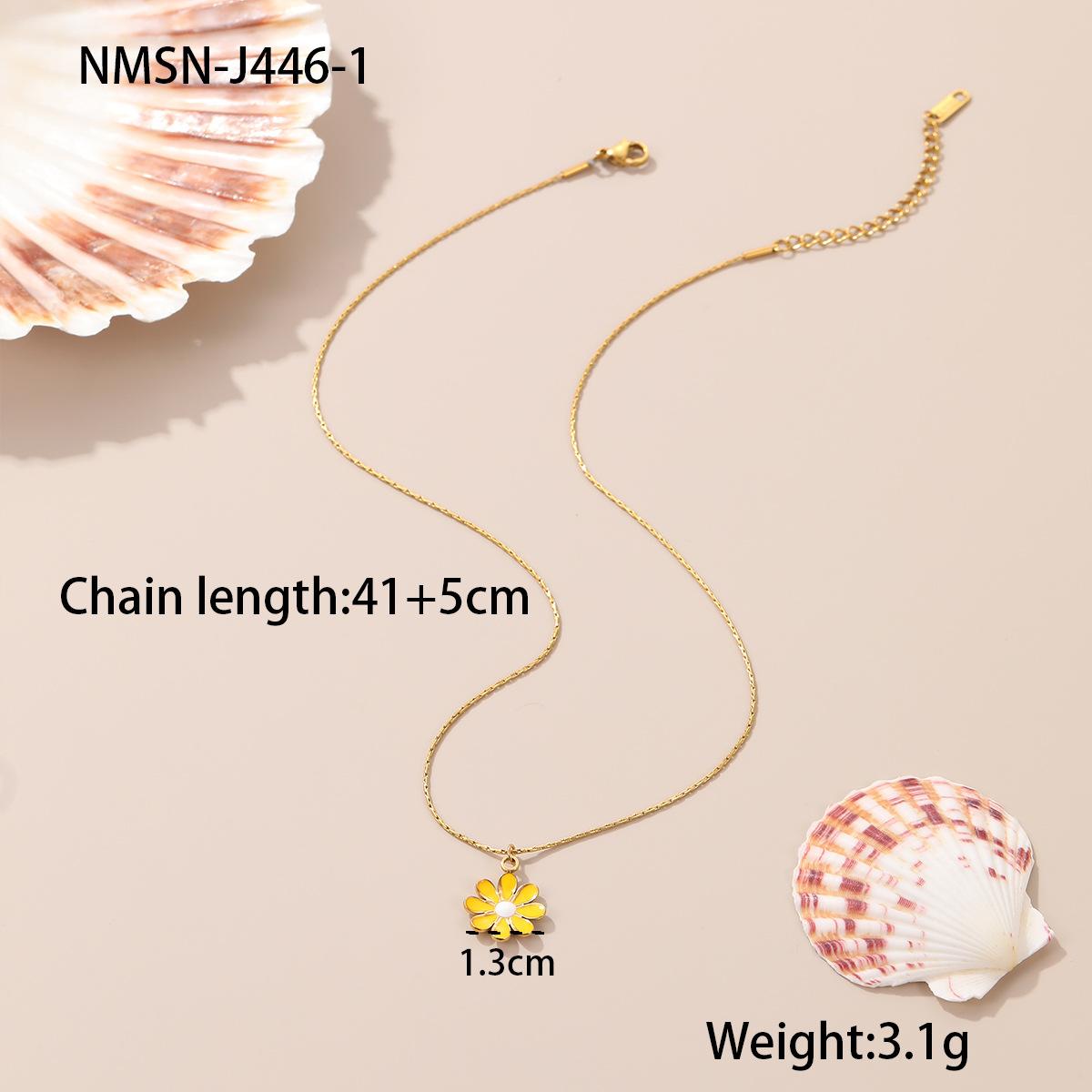 GEMCHIC Women s Stainless Steel Daisy Flower Drop Oil Pendant Necklace Summer Trendy Durable