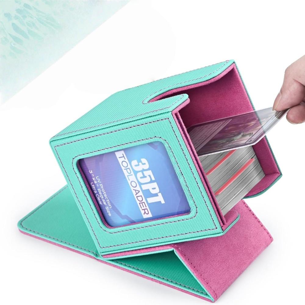 JUZI Waterproof Pu Leather Side Load Window Display  Commander Deck Box for Yugioh Tcg Trading Card Deck Storage Box