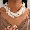 Diamond-encrusted Imitation Pearl Beaded Wound Multi-layer Collarbone Chain Baroque Retro Elegant Necklace