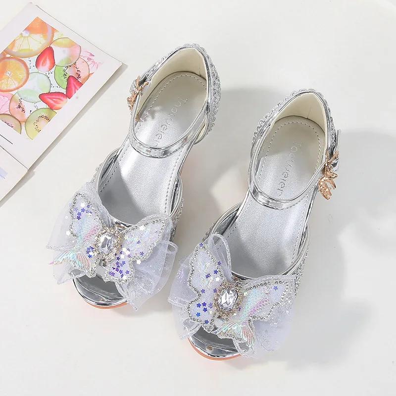 Sandales à talons hauts pour filles, élégantes, à paillettes, pour fête de mariage, décontractées, princesse, nouvelle collection