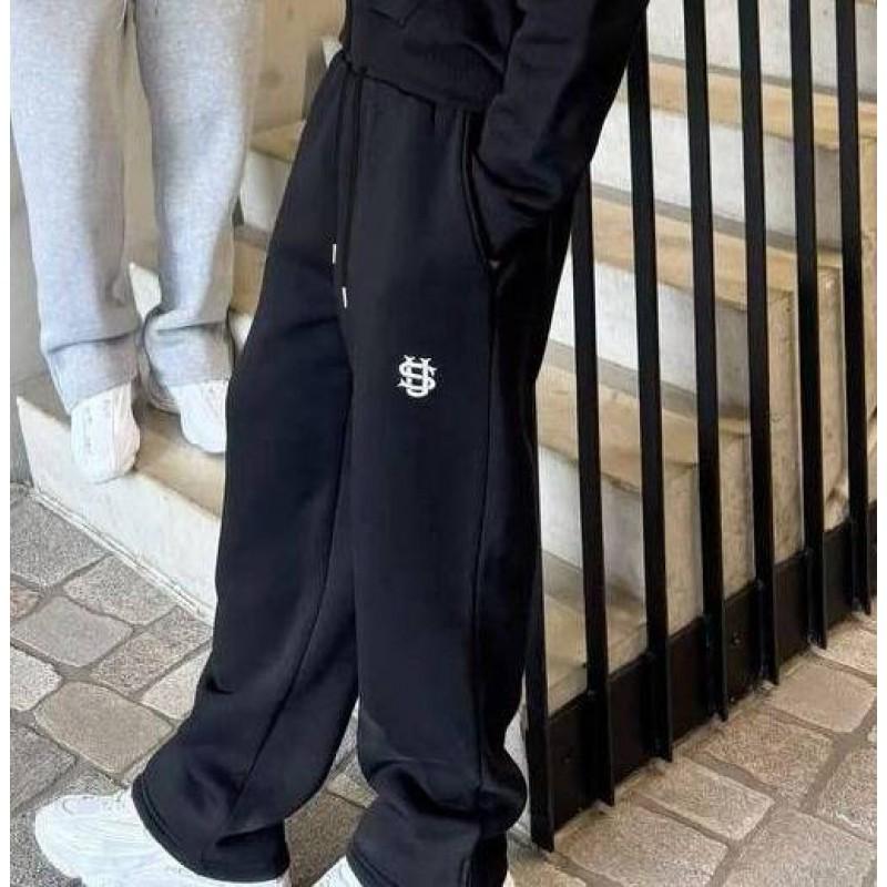 Unisex Oversized Zip-Up Hoodie Set With Embroidery Sportswear Teens Casual Streetwear 2025