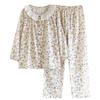 2026 New Spring/Summer Women's Pajama Set 100% Cotton Gauze Sweet and Cute Long Sleeve Lace Home Clothes Two Piece Set