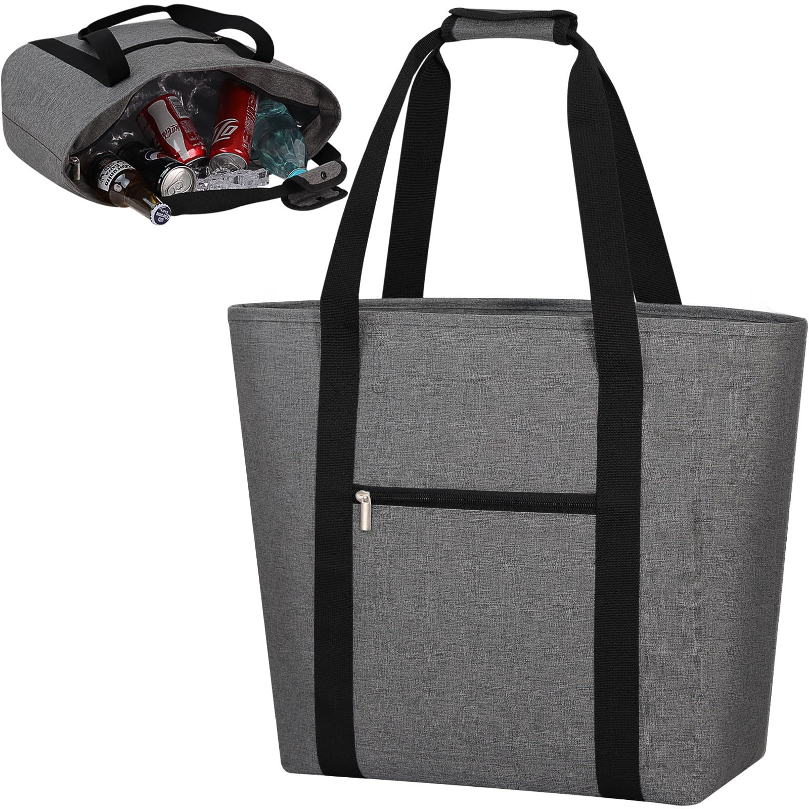 

GhvyenntteS Большая Эко-Сумка-Холодильник для Покупок Продуктов Термо Холод Идеальна для Уличной Сумки, Вместительная, Складная, На молнии, Легкая, Сумка, Хранение, серый