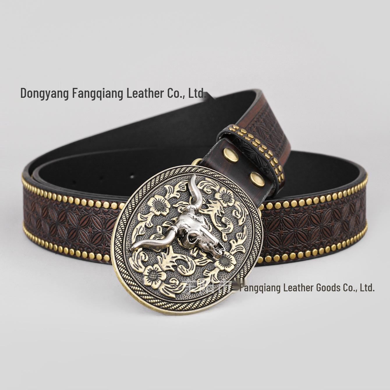 

Мужской кожаный ремень в стиле вестерн-ковбой с заклепками – Прочный, Высококлассный, Нишевый стиль 120 cm каштановый