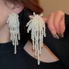 French Retro Pearl  Bow Tassel Dangle Earrings For Women  Elegant Tassel Jewelry Party Gifts
