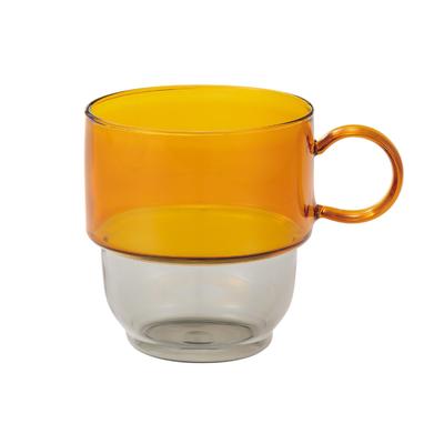 Glass Mug X with Colored Stackable Stacking Heat-Resistant [Orange Gray] Handle, Glass, Heat-Resistant Glass, Mug, Heat-Resistant Mug, C%R