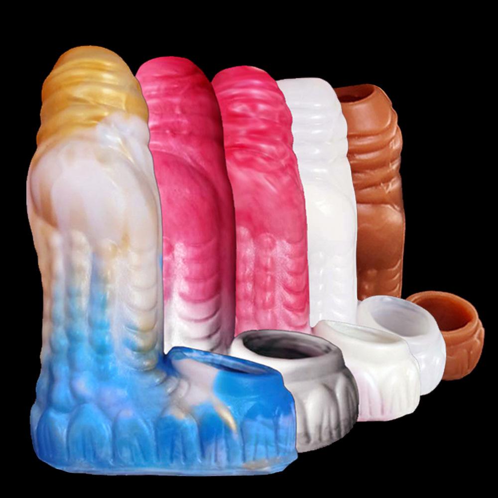 Bărbați purtând mânecă de vibrator din silicon Dildo pentru bărbați mânecă Wolverine mânecă pentru penis mai lungă mărită Jucării sexuale pentru adulți