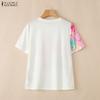 ZANZEA Women Funny Print Casual Round Neck Short Sleeve T-Shirts