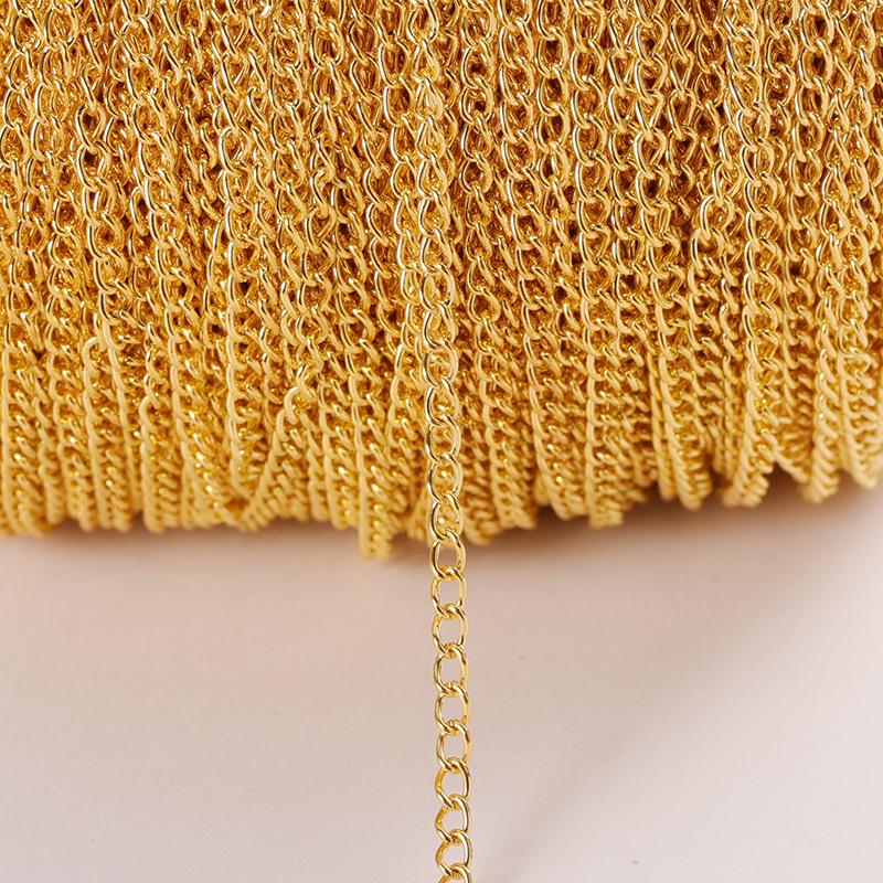 2 Meter flache 2,5/3,5/4,5 mm Verlängerungskette aus Metallgliedern, Schmuckherstellung, DIY-Halskettenzubehör, Komponenten, Großhandel