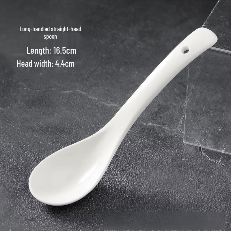 Miaoyue Pure White Ceramic Straight Handle Spoons