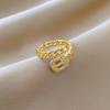 Real Gold Chain Belt Full Diamond Ring Opening Adjustable Simple Jewelry Japanese Ring Couple Ring