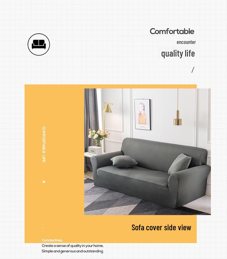 Nordic Knitted Stretch Sofa Slipcover - Solid Color, Anti-Slip, Full Wrap